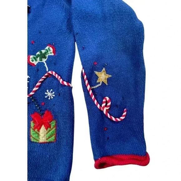 Carly St. Claire Vintage Blue Christmas Collection Full Zip Cardigan SIZE-MEDIUM - Picture 9 of 12